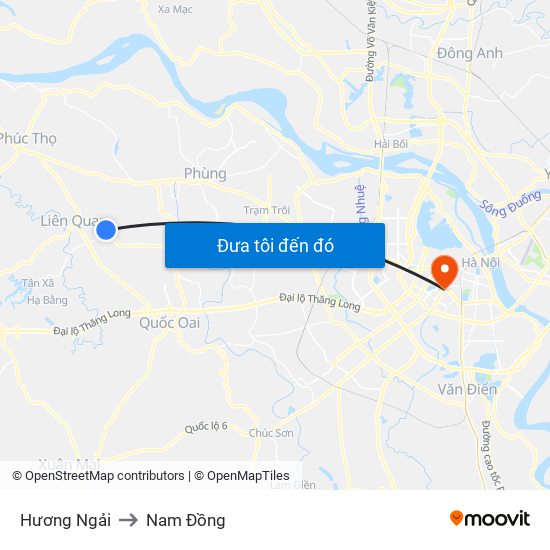 Hương Ngải to Nam Đồng map