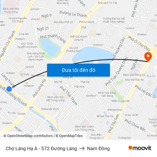 Chợ Láng Hạ A - 572 Đường Láng to Nam Đồng map