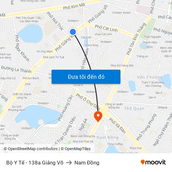 Bộ Y Tế - 138a Giảng Võ to Nam Đồng map