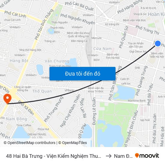 48 Hai Bà Trưng - Viện Kiểm Nghiệm Thuốc Trung Ương to Nam Đồng map