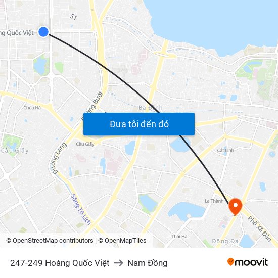 247-249 Hoàng Quốc Việt to Nam Đồng map