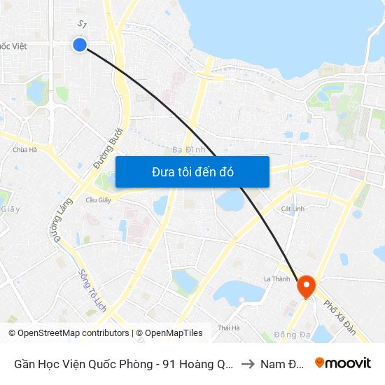 Gần Học Viện Quốc Phòng - 91 Hoàng Quốc Việt to Nam Đồng map