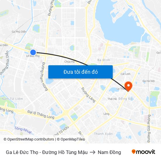 Ga Lê Đức Thọ - Đường Hồ Tùng Mậu to Nam Đồng map