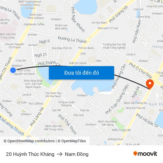 20 Huỳnh Thúc Kháng to Nam Đồng map