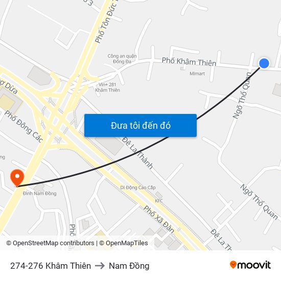 274-276 Khâm Thiên to Nam Đồng map
