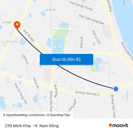 259 Minh Khai to Nam Đồng map