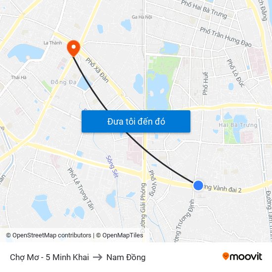 Chợ Mơ - 5 Minh Khai to Nam Đồng map