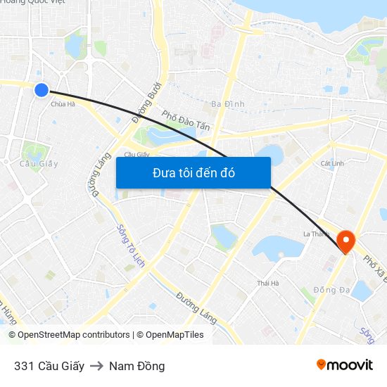 331 Cầu Giấy to Nam Đồng map
