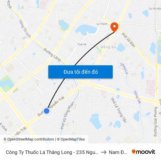 Công Ty Thuốc Lá Thăng Long - 235 Nguyễn Trãi to Nam Đồng map