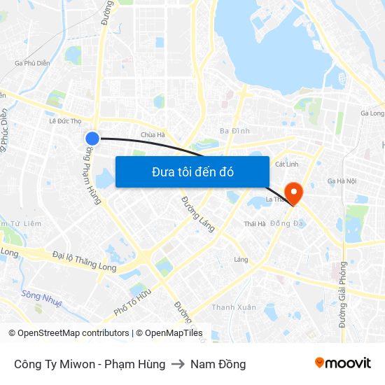Công Ty Miwon - Phạm Hùng to Nam Đồng map