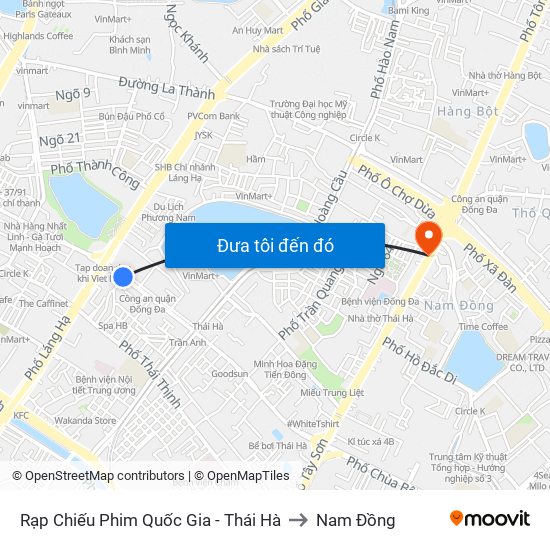 Rạp Chiếu Phim Quốc Gia - Thái Hà to Nam Đồng map