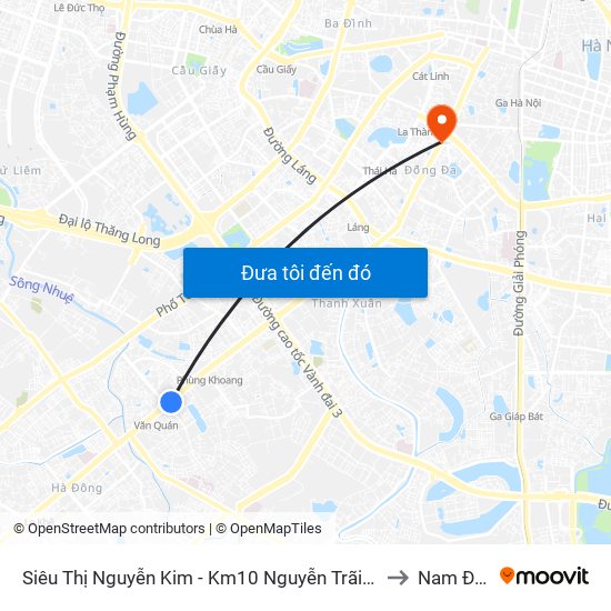 Siêu Thị Nguyễn Kim - Km10 Nguyễn Trãi (Hà Đông) to Nam Đồng map