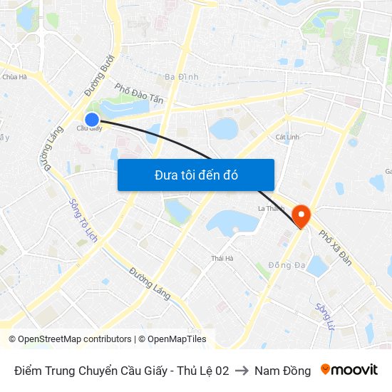 Điểm Trung Chuyển Cầu Giấy - Thủ Lệ 02 to Nam Đồng map