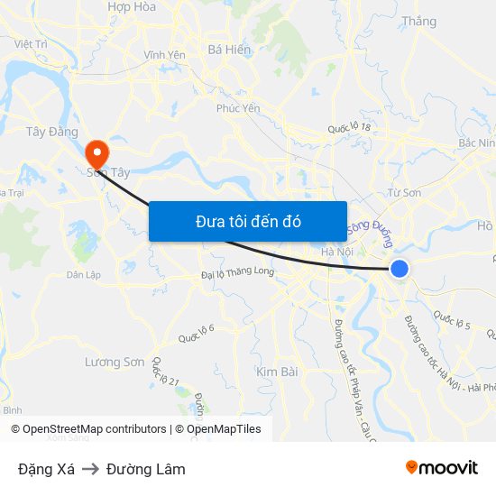 Đặng Xá to Đường Lâm map