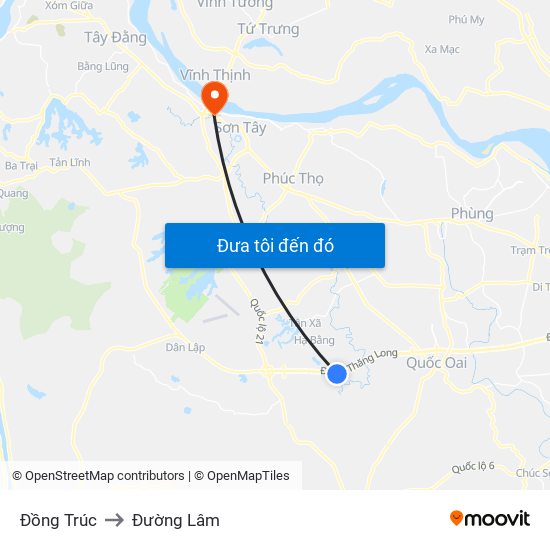 Đồng Trúc to Đường Lâm map