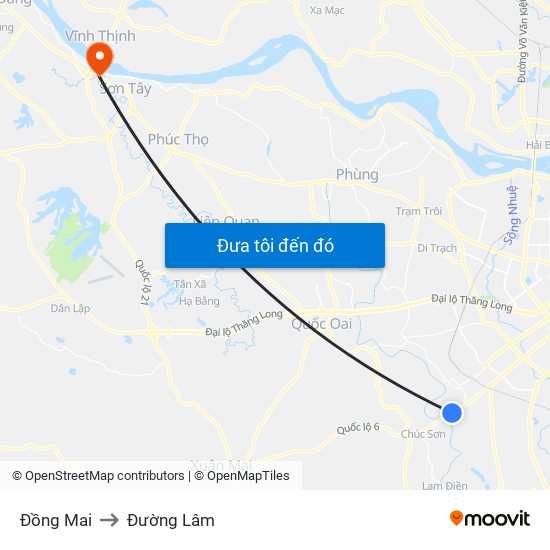 Đồng Mai to Đường Lâm map