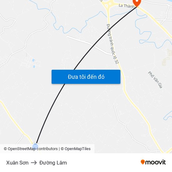 Xuân Sơn to Đường Lâm map