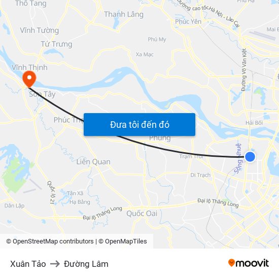 Xuân Tảo to Đường Lâm map