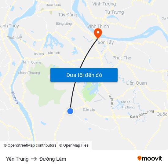 Yên Trung to Đường Lâm map