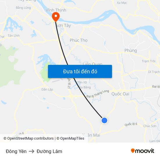 Đông Yên to Đường Lâm map