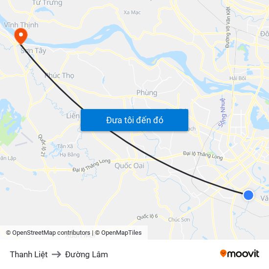 Thanh Liệt to Đường Lâm map