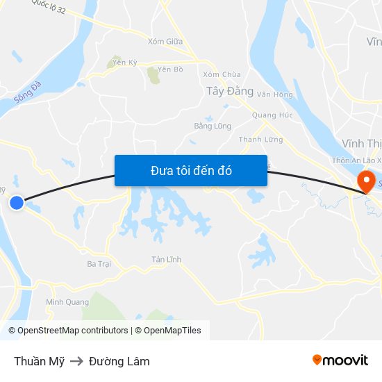 Thuần Mỹ to Đường Lâm map