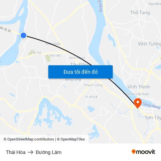Thái Hòa to Đường Lâm map