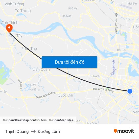 Thịnh Quang to Đường Lâm map