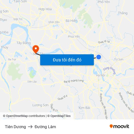 Tiên Dương to Đường Lâm map