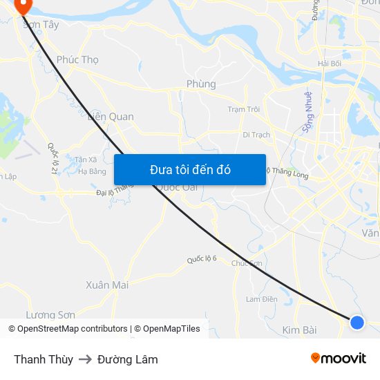 Thanh Thùy to Đường Lâm map