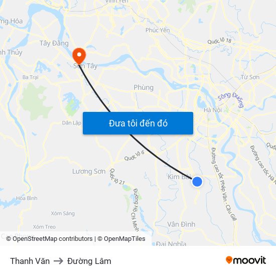 Thanh Văn to Đường Lâm map