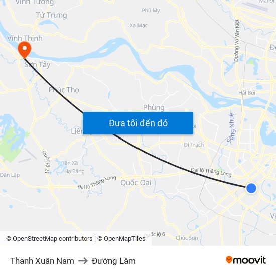 Thanh Xuân Nam to Đường Lâm map