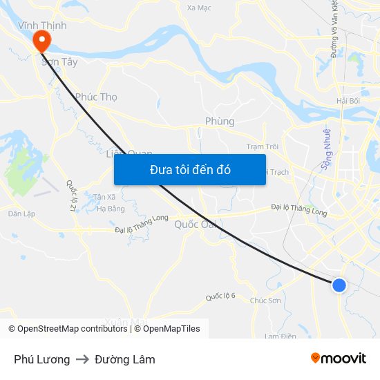 Phú Lương to Đường Lâm map