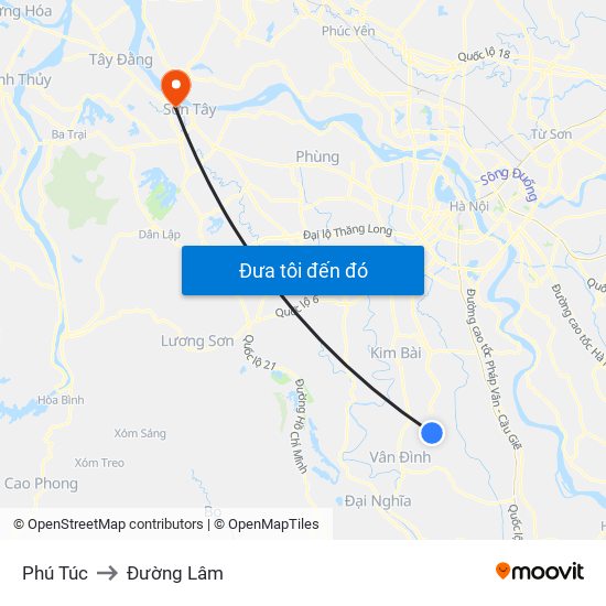 Phú Túc to Đường Lâm map