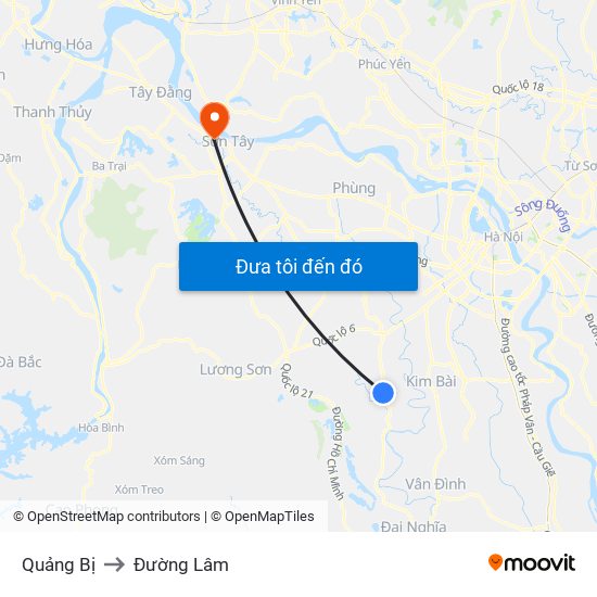 Quảng Bị to Đường Lâm map