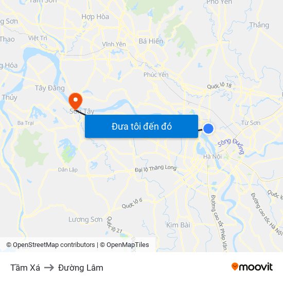 Tầm Xá to Đường Lâm map
