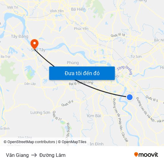 Văn Giang to Đường Lâm map