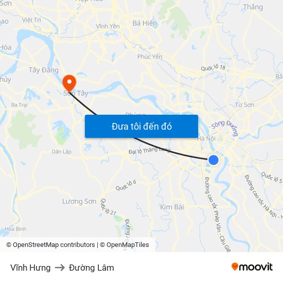 Vĩnh Hưng to Đường Lâm map