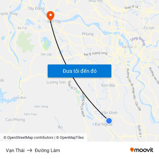 Vạn Thái to Đường Lâm map