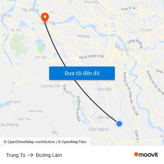 Trung Tú to Đường Lâm map