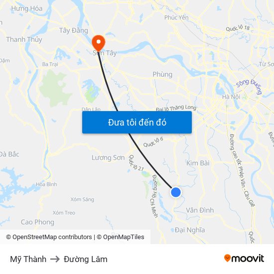 Mỹ Thành to Đường Lâm map