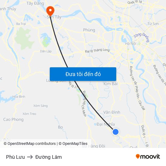 Phù Lưu to Đường Lâm map