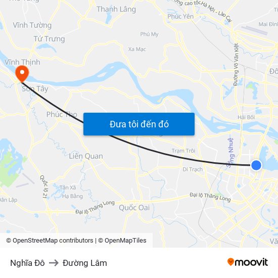 Nghĩa Đô to Đường Lâm map