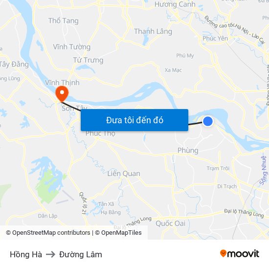 Hồng Hà to Đường Lâm map