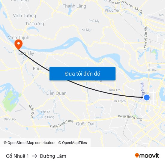 Cổ Nhuế 1 to Đường Lâm map