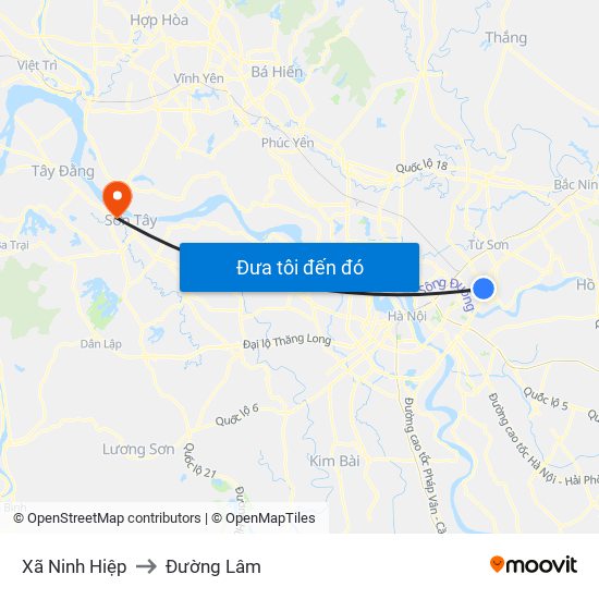 Xã Ninh Hiệp to Đường Lâm map