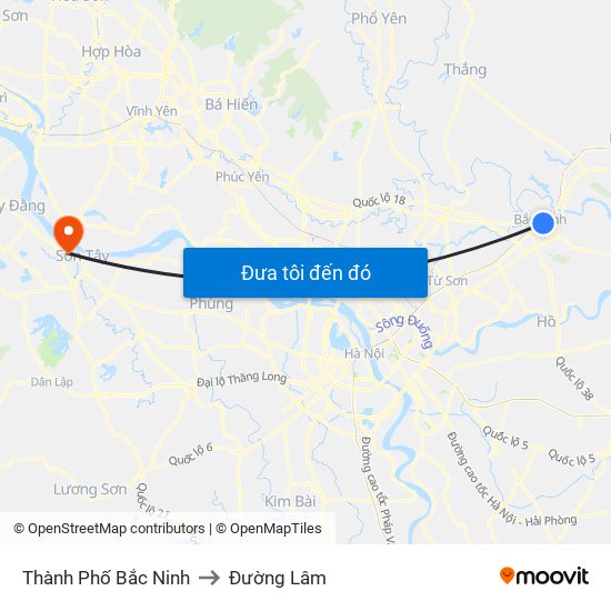Thành Phố Bắc Ninh to Đường Lâm map