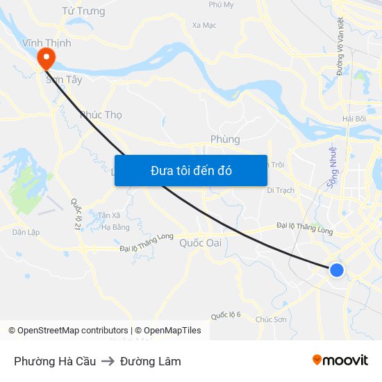 Phường Hà Cầu to Đường Lâm map