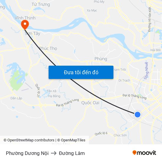 Phường Dương Nội to Đường Lâm map