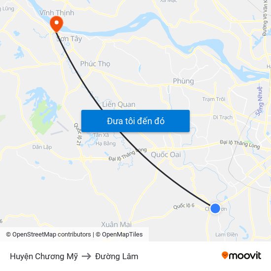 Huyện Chương Mỹ to Đường Lâm map